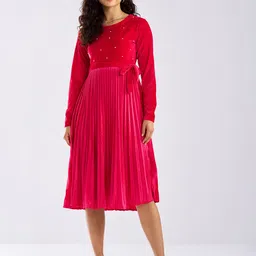 AASK Velvet Fit & Flare Dress-image-26