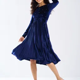 AASK Velvet Fit & Flare Dress-image-18