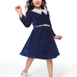 Hola Bonita Girls Velvet Fit & Flare Dress-image-33