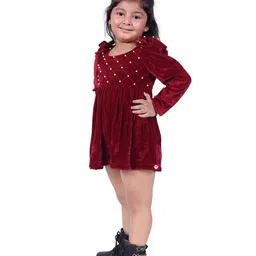 Picco Ricco Girls Embellished Velvet Fit & Flare Dress-44
