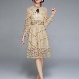 JC Collection Women Beige Fit And Flare Dress-image-12