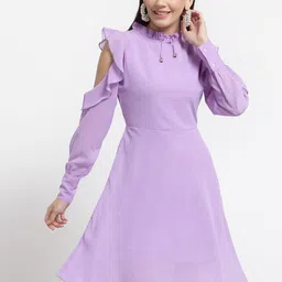 aayu Tie-Up Neck Cold-Shoulder Georgette Fit & Flare Dress-picture-56