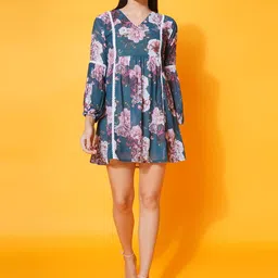 BAESD Floral Printed Georgette Fit & Flare Dress-image-41