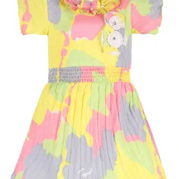 Wish Karo Girls Abstract Printed Pleated Georgette Fit & Flare Dress-picture-13