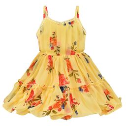 Wish Karo Girls Floral Printed Shoulder Strap Tiered Fit & Flare Dress-image-37