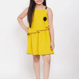 Stylo Bug Girls Yellow Solid Fit and Flare Dress-image-60