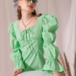 STREET 9 Square Neck Puff Sleeve Cotton Fit & Flare Dress-image-91