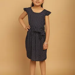 MINI & MING Girls Polka Dot Print Flutter Sleeve Fit & Flare Dress-picture-25