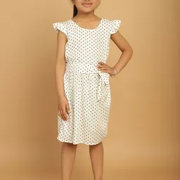 MINI & MING Girls Polka Dot Print Flutter Sleeve Fit & Flare Dress-picture-12