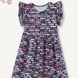 FUNKRAFTS Girls Typographic Printed Half Flutter Sleeve Fit & Flare Dress-picture-16