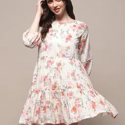 Biba Floral Printed Cotton Fit & Flare Dress-image-73