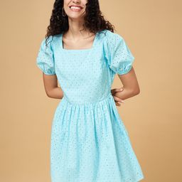YU by Pantaloons Schiffli Puff Sleeve Cotton Fit & Flare Dress-picture-37
