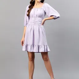 Hencemade Square Neck Puff Sleeve Fit & Flare Dress-image-33