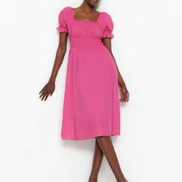 Trendyol Puff Sleeve Fit & Flare Dress-picture-29