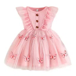 StyleCast Girls Pink Conversational Printed Ruffled Fit & Flare Dress-picture-17