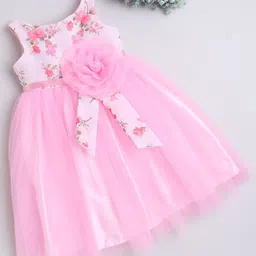 MANY FROCKS & Kids-Girls Round Neck Net Fit & Flare Dress-image-69