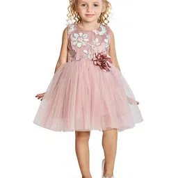Peppermint Girls Embellished Sequinned Net Fit & Flare Dress-image-37