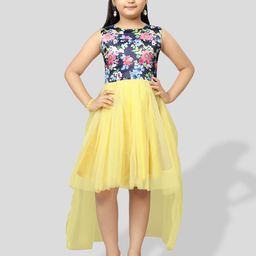 BAESD Girls Floral Print Net High-Low Hem Fit & Flare Tulle Dress-image-94