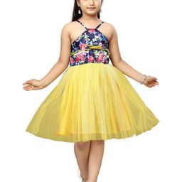 BAESD Girls Floral Printed Tulle Gathered Halter Neck Fit & Flare Dress-image-12