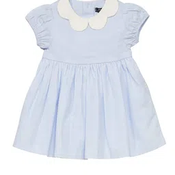 KIABI Girls Striped Peter Pan Collar Fit & Flare Cotton Dress-picture-28