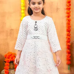 Aarika Floral Print Woollen Fit & Flare Dress-image-13