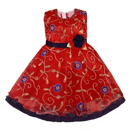 Wish Karo Floral Embroidered Net Fit & Flare Dress-image-29