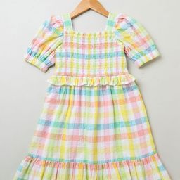 Sweetlime By AS Girls Checked Organic Cotton Fit & Flare Dress-image-3