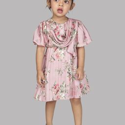 Peppermint Girls Floral Printed Puff Sleeves Fit and Flare Dress-52