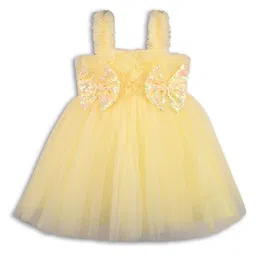 Wish Karo Girls Shoulder Straps Ruffled Bow & Sequined Tulle Net Fit & Flare Dress-picture-14