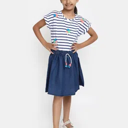 V-Mart Girls Striped Cotton Fit & Flare Dress-picture-14