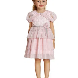 Peppermint Girls Puff Sleeves Net Fit & Flare Dress-image-23