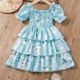 BAESD Floral Print Puff Sleeves Layered Fit & Flare Dress-picture-26