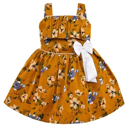 Wish Karo Mustard Yellow Floral Dress-picture-4