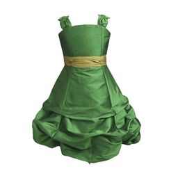 A T U N Green Fit & Flare Ruffle Dress-image-40