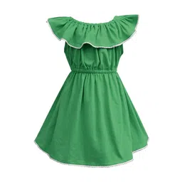 A T U N Green Off-Shoulder Layered Dress-image-30