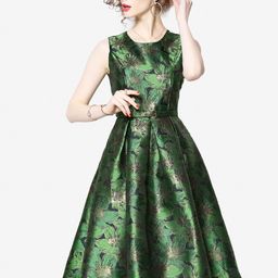 JC Collection Women Green Floral Printed Fit and Flare Dress-image-17