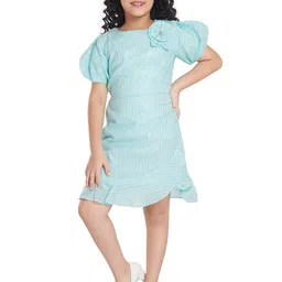 Peppermint Girls Round Neck Striped Cotton A-Line Dress-picture-50