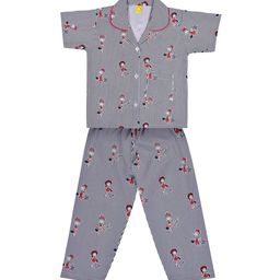 Wish Karo Girls Grey & White Printed Night suit-image-47