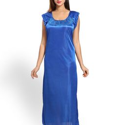 Noty 4 Piece Round Neck  Satin Maxi Wrap Nightdress-image-23