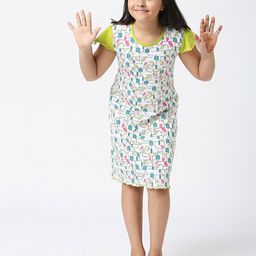 SINI MINI Girls Tropical Printed Pure Cotton Nightdress-image-35