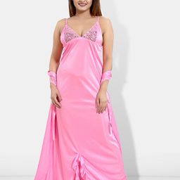 Be You Pack Of 4 Satin Maxi Wrap Nightdress With Lingerie Set-image-41