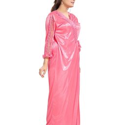 Noty Lace Detail Maxi Satin Nightdress with Robe-image-36