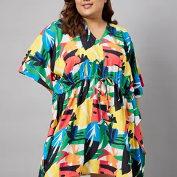 Curves By ZeroKaata Plus Size Abstract Printed Kaftan Nightdress-12
