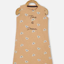 Sweet Dreams Girls Beige Printed Nightdress-image-60