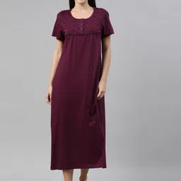 Kryptic Printed Pure Cotton Midi Nightdress-image-72
