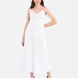 indian flower Shoulder Straps Pure Cotton Maxi Nightdress-image-16