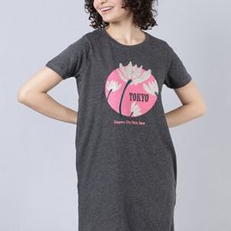Aila Floral Printed T-Shirt Nightdress-image-90