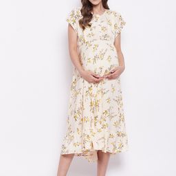 Hypernation Beige Printed Maternity Nightdress-image-53
