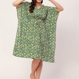 Moomaya Floral Printed Kaftan Pure Cotton Nightdress-image-72