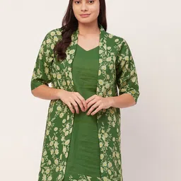 Moomaya Floral Printed Pure Cotton Nightdress With Shrug-picture-24